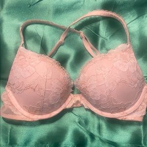 Nude Victoria’s Secret Push Up Bra Floral Lace 32C